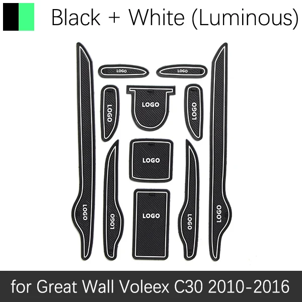 Противоскользящий резиновый коврик для двери, коврик для Great Wall Voleex C30 2010~, аксессуары, автомобильные наклейки, коврик для телефона - Название цвета: White Luminous