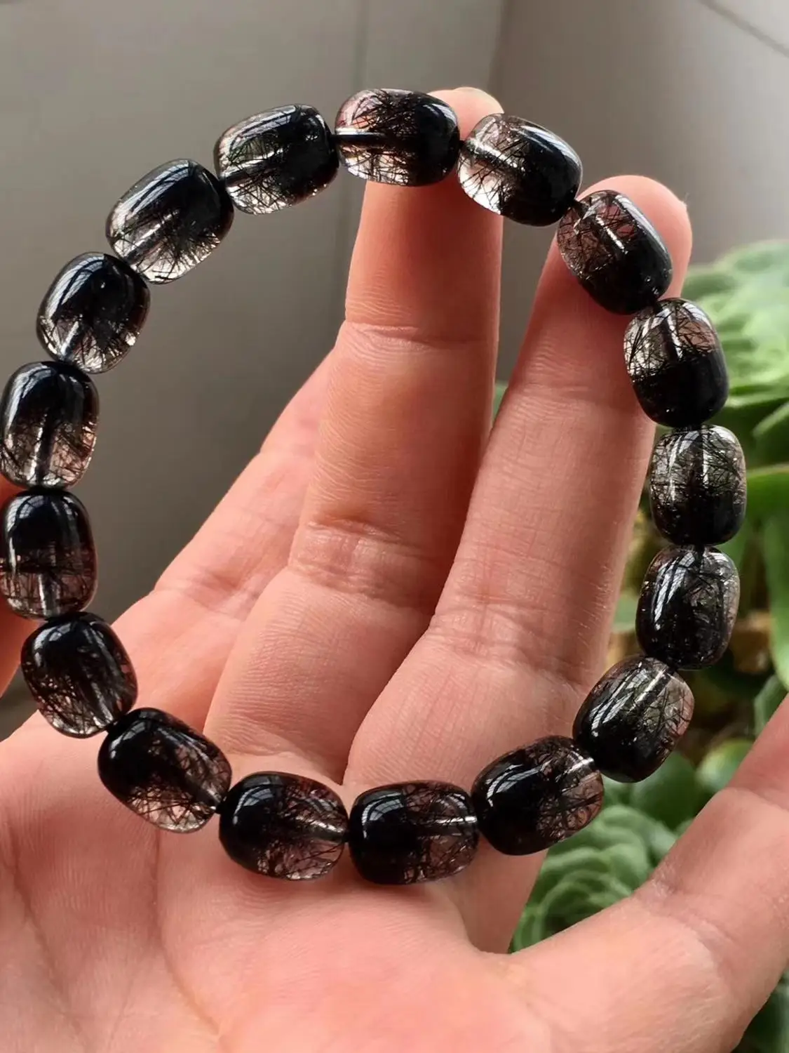 

Certificate Natural Black Rutilated Quartz Crystal Bracelet 12-9mm Women Men Clear Barrel Beads Wealthy From Brazil AAAAA