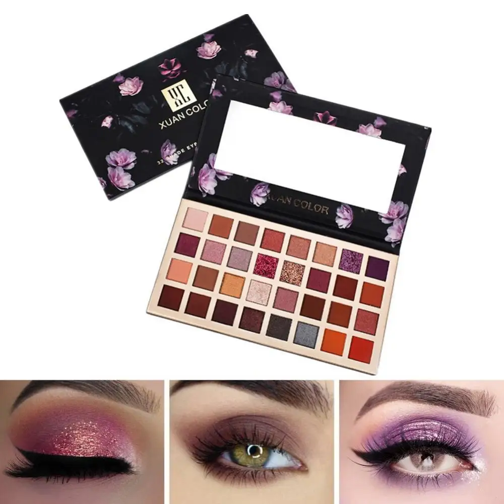 Палитра теней для век Shimmer Matte Glitter Eye shadow Pallete 32 оттенка пигментированные тени для век Теплые цвета