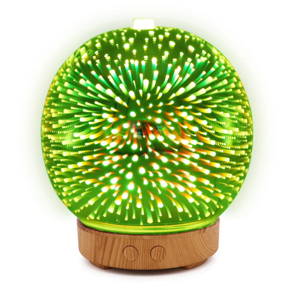 100ml 3D Light Glass Humidifier Essential Oil Diffuser Unit UK Plug