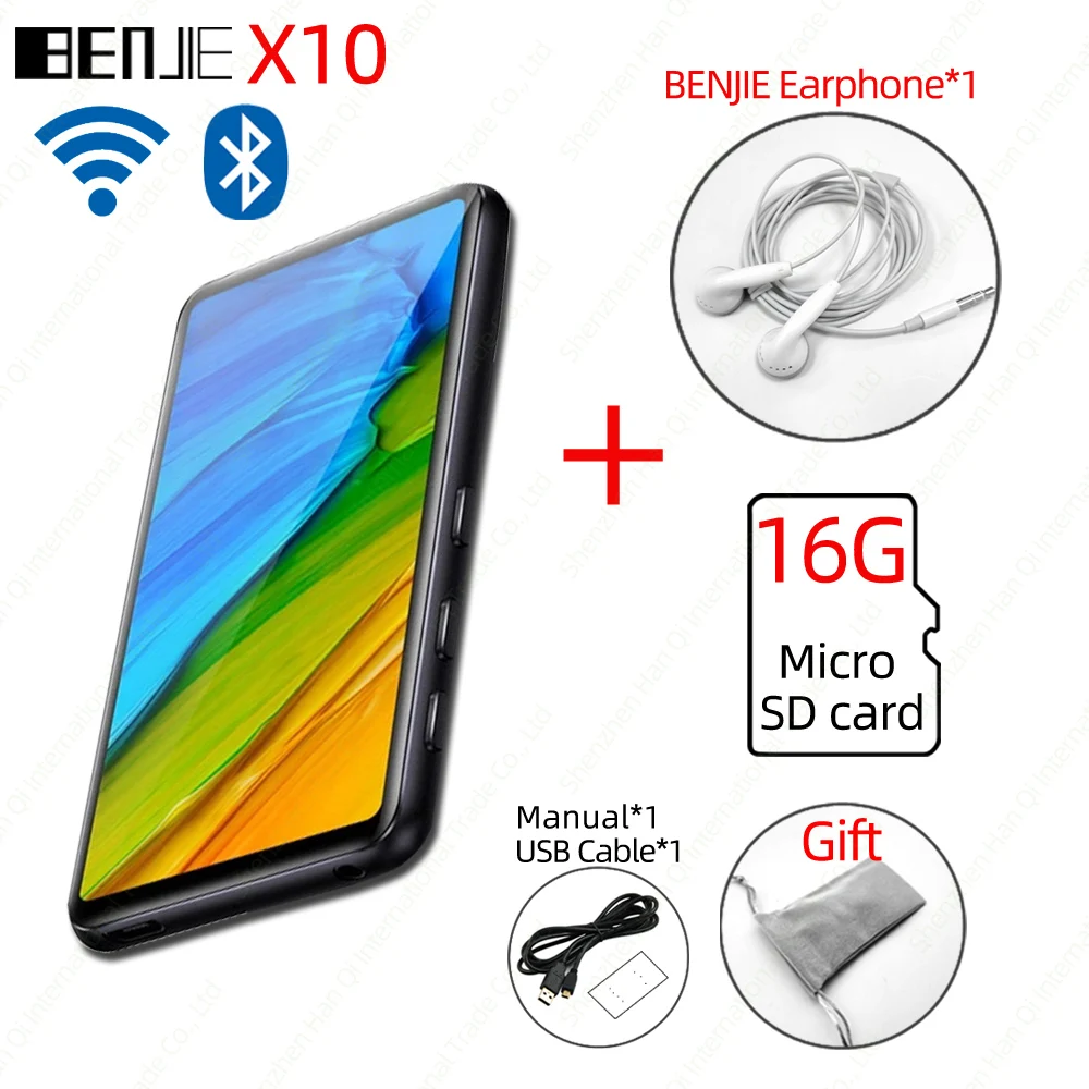 Add BJ Ear and 16GTF BENJIE X10 Bluetooth MP3-плеер с полным сенсорным экраном 8 ГБ портативный Android музыкальный MP3-плеер с Wifi FM рекордер электронная книга Видео - Цвет: Add BJ Ear and 16GTF