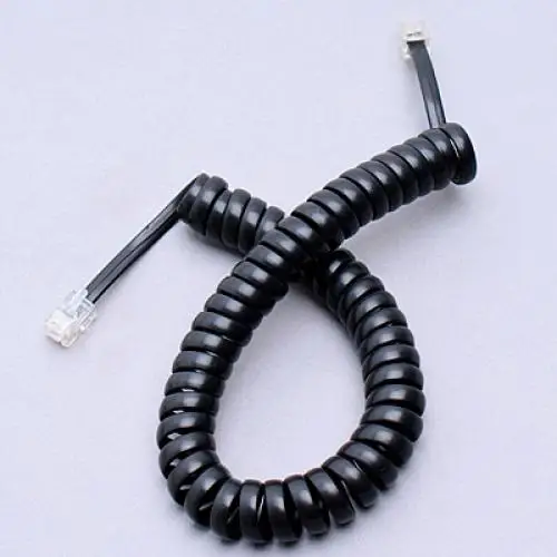 1 Pcs Replacement Male RJ11 To Male RJ11 4P4C Plug Coiled Stretchy Telephone Handsets Cable Line Black 2m / 6.5ft