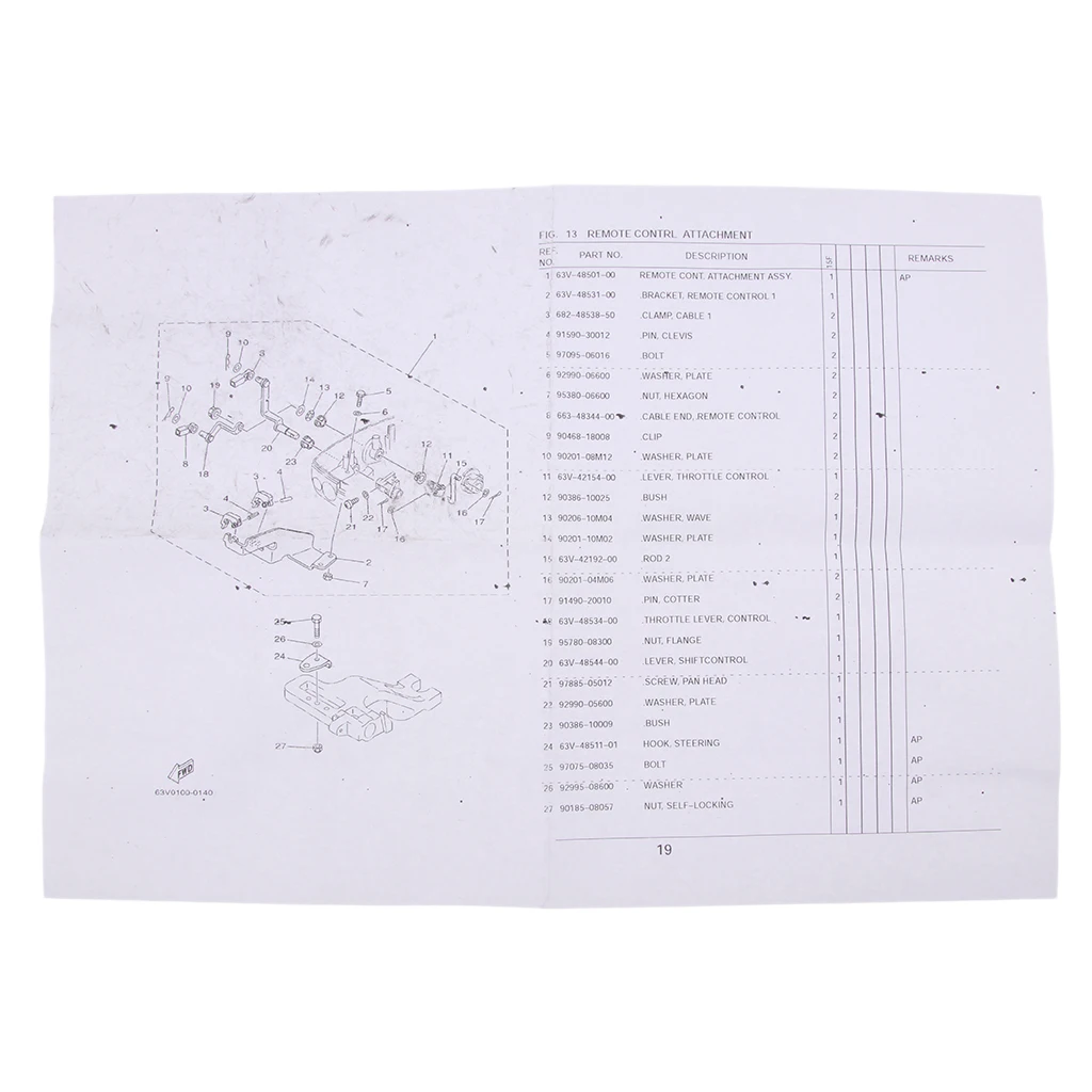 Remote Control Attachment Assembly For Yamaha Replaces 63V-48501-00-00