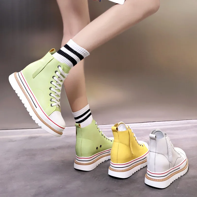 

Elevator White Shoes Women's Autumn New Style Hight-top Thick Bottomed Online Celebrity Breathable Versatile Short-height Extra