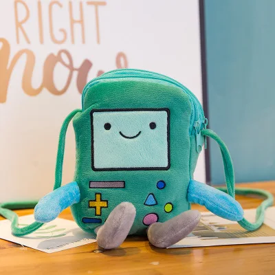 Adventure Huobao игровой автомат BMO Наклонная Сумка время приключений плюшевый симпатичный сотовый телефон нулевой кошелек сумка на одно плечо - Цвет: Синий