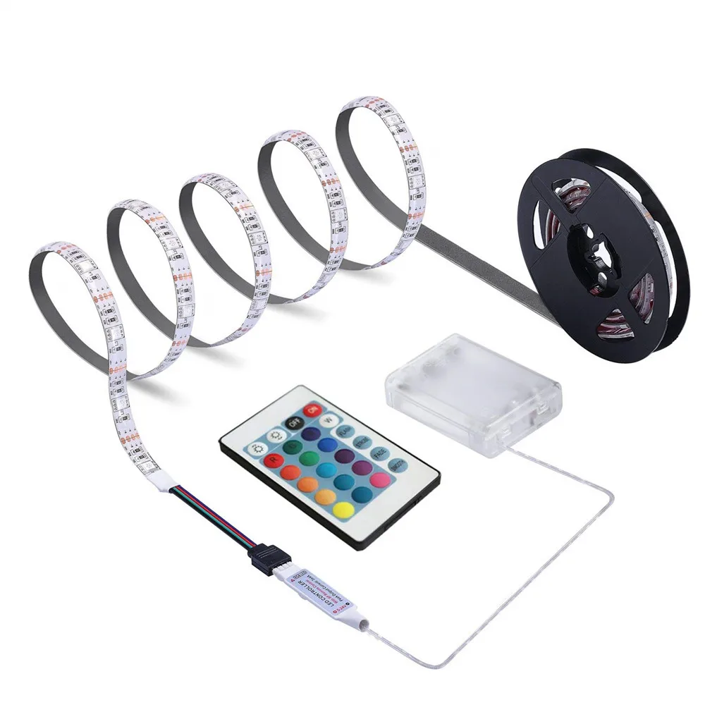 Battery Powered 1m 2m 3m 4m Led Strip Light Dimmable Touch Rgb Ip65 Waterproof 