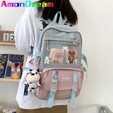 

Kawaii Nylon Women Backpack Fashion Waterproof Nylon Rucksack for Teen Girls School Bag Cute Student Bookbag Travel Mochila