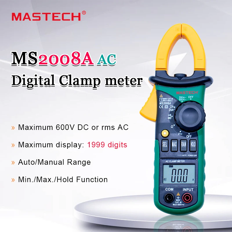 Цифровой клещи MASTECH MS2008A автоматический измеритель расстояния амперметр