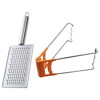 

3pcs Cheese Grater Handheld Shredder with Hanging Loop & 3pcs Multifunctional Stainless Steel Disc Bowl Clip