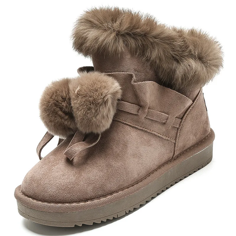 Whoholl Quality Woman Boots Round Toe Yarn Elastic Ankle Boots Thick Heel Flat Heels Shoes Woman Female Socks Boots Winter - Цвет: Camel1