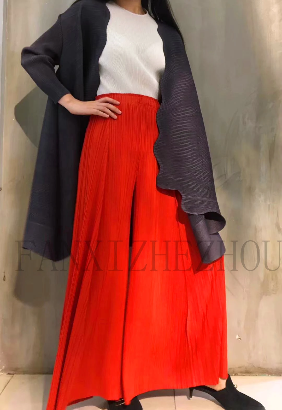 Новинка, MIYAKE, плиссированные, большие качели, супер широкий однотонный кардиган, ветровка для женщин