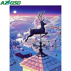 Azqsd 5D алмазная картина зима DIY Полная квадратная Алмазная мозаика дрель Алмазная вышивка Стразы пейзаж домашний декор