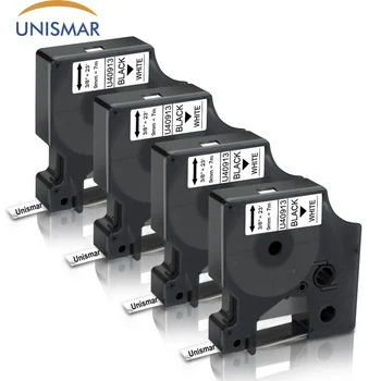 

Unismar 4PCS Printer Ribbon 40913 for DYMO D1 Label Tapes Black on White 9mm Compatible for Dymo label manager LM 160 280 Print