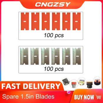 

100pcs Metal Plastic Blades Safety Razor Scraper Glue Knife Glass Cleaner Replacement Carbon Steel Blade Floor Cleaning Tool E13