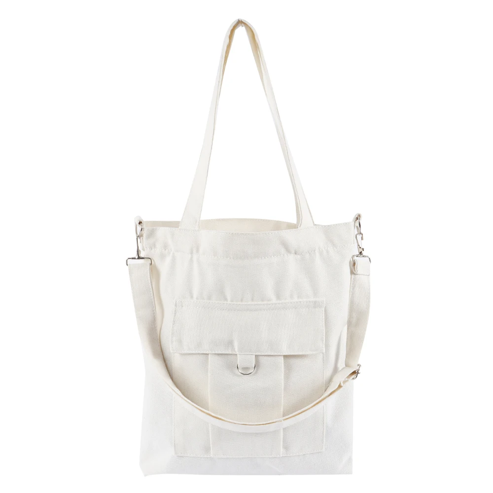 Модные хлопковые сумки для покупок, модные холщовые Твердые перерабатываемые сумки, простой дизайн, здоровая Сумка-тоут, ручная сумка - Цвет: Белый