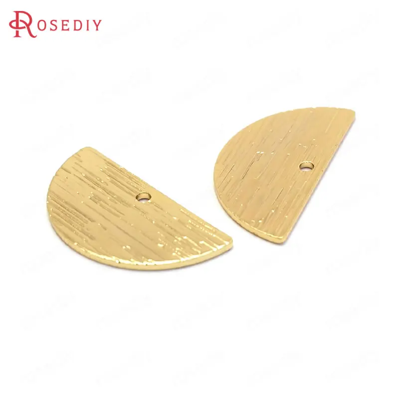 

(34402-G)20PCS 11*21MM Hole 1MM 24K Gold Color Brass Half Round Shape Charms High Quality Diy Jewelry Findings Accessories