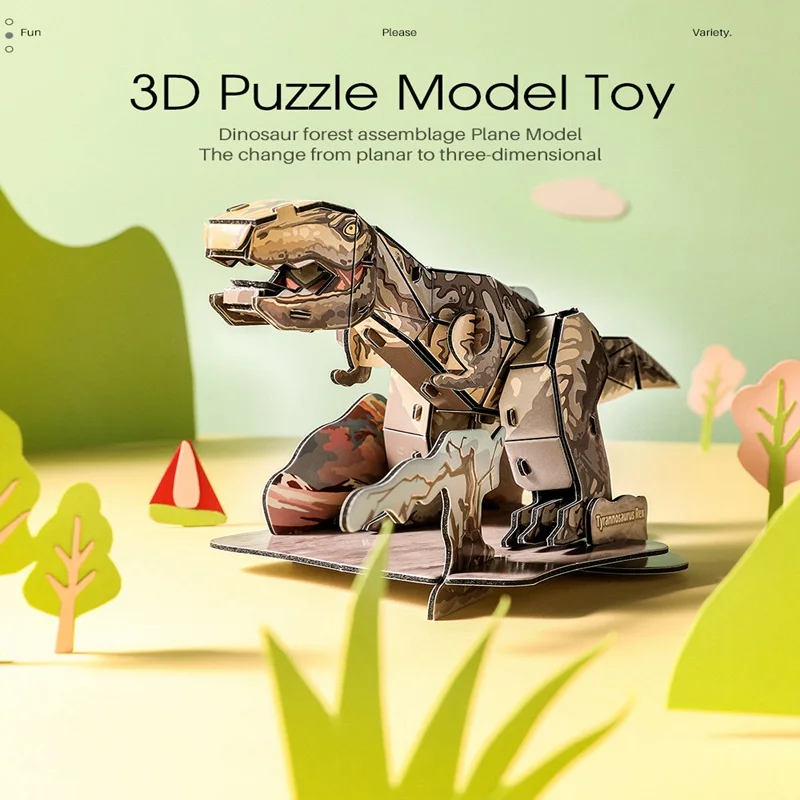 2020 New Dinosaur Puzzles 3D For Kids EPS Foam Paper Puzzle Toys Animals DIY Funny Educational Toy Intelligence | Игрушки и хобби