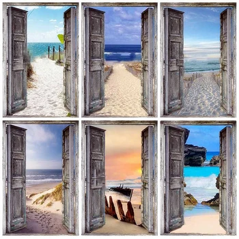 

DIY Painting By Numbers Sunset Door Kit Coloring By Numbers Landscape Sea Wall Art Picture Acrylic Canvas Paintings Home Decor