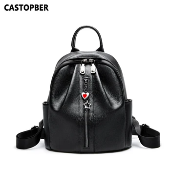 

Women's Fashion Preppy Style School Bags for Teenage Girls Designer Cow Genuine Leather Backpacks Large Capacity Female Famous