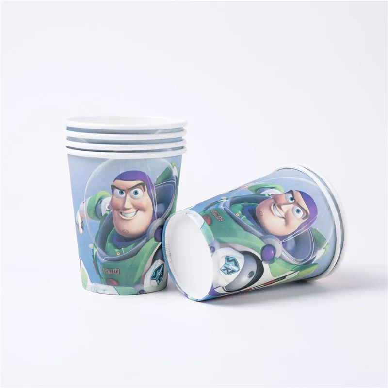 Cup 6pcs История игрушек мультфильма одноразовые бумажные салфетки баннер скатерть стакан с соломинкой тарелки детский душ День Рождения украшения принадлежности - Цвет: Cup 6pcs