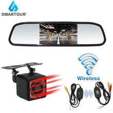 Smartour monitor automotivo de visão noturna, monitor para estacionamento de carro com visão noturna, retrovisor sem fio e com tela de 4.3 polegadas