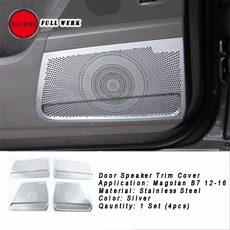 Stainless Steel Car Door Speaker Trim Decoration Cover for Magotan B7 12-16 Interior Rear Audio Sticker Protector Accessori | Автомобили и