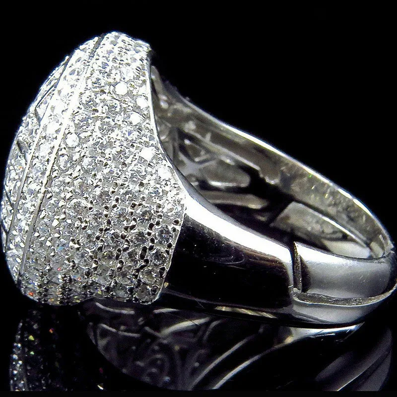 YOBEST хип хоп круглые кольца для мужчин серебряного цвета Iced Out кубический циркон ювелирные изделия кольцо подарки