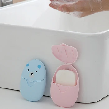 

50pcs Disposable Mini Travel Soap Paper Washing Hand Bath Cleaning Portable Boxed Foaming Soap Paper Outdoors Clean Tools