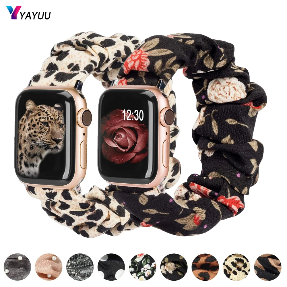 

YAYUU Elastic Wrist Band For Apple Watch 38mm 40mm 41mm 42mm 44mm 45mm Solo Loop Scrunchie Strap For iWatch Series SE 7 6 5 4 3