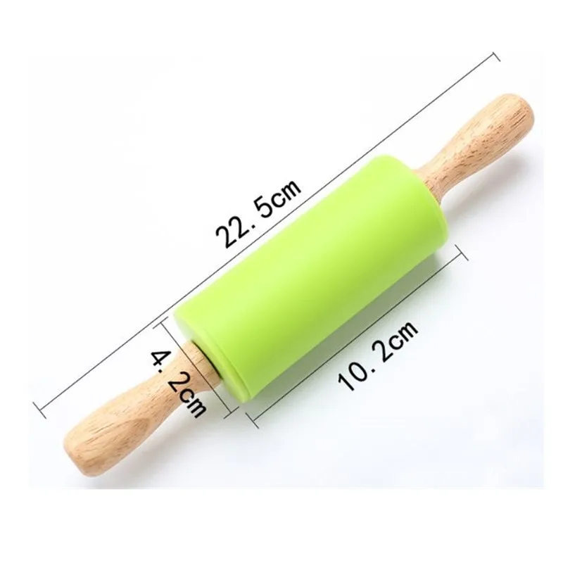 Силиконовая Скалка с деревянной ручкой или силиконовой ручкой кухонный инструмент для выпечки 4 цвета 23*4 см mattarello decorativo