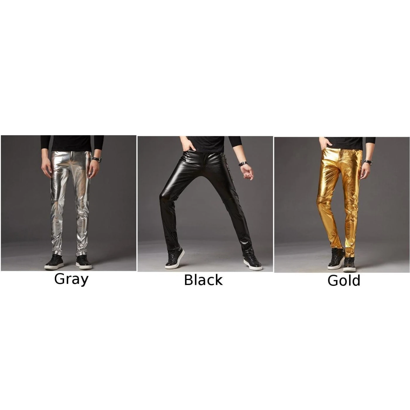 Сексуальные мужские панк Эластичные Обтягивающие Брюки ПУ Блестящий из