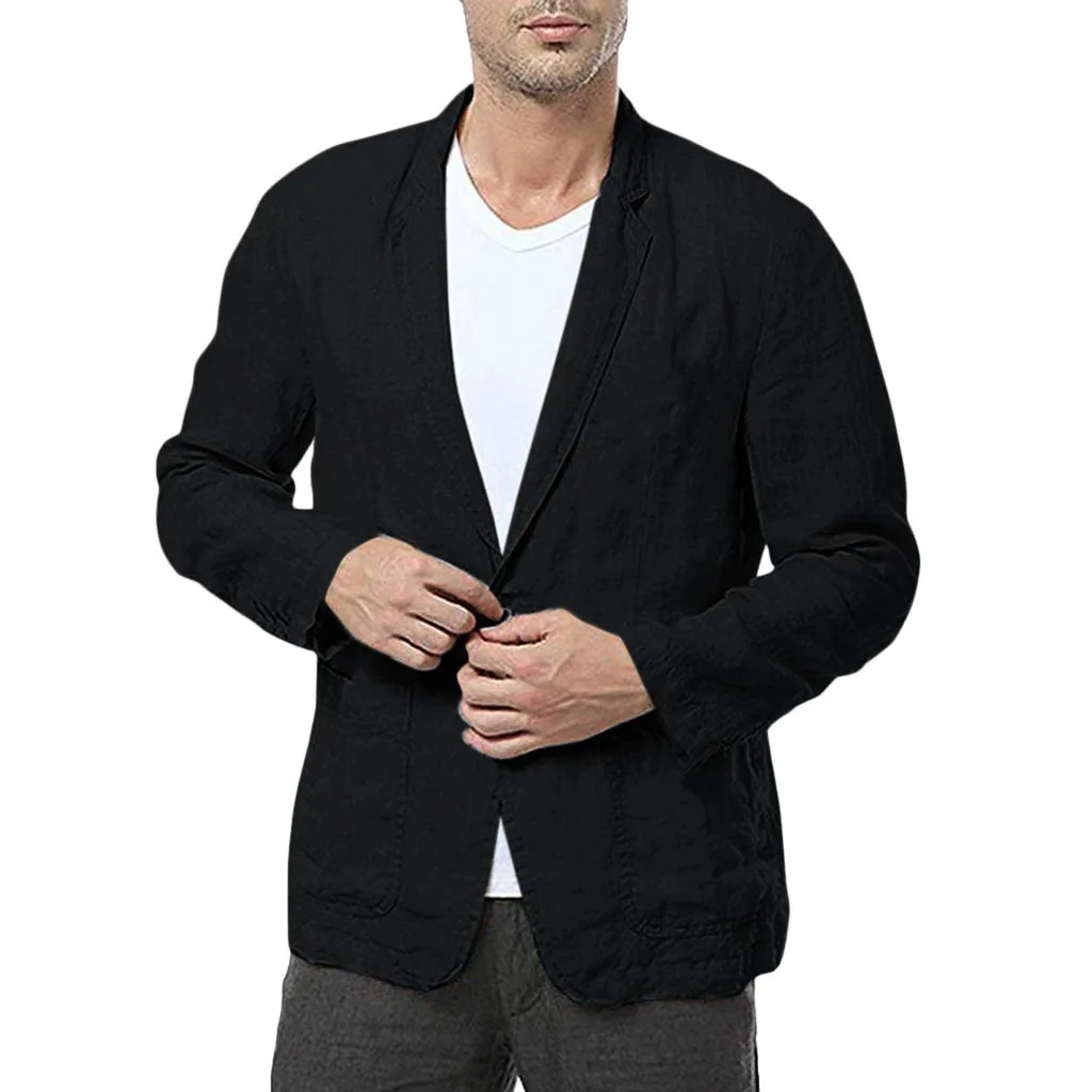 Men Slim Fit Cotton Blend Solid Long Sleeve Thin Single breasted Suits Blazer Jacket Outwear M0906 Men Slim Fit Cotton Blend Solid Long Sleeve Thin Single breasted Suits Blazer Jacket Outwear M0906
