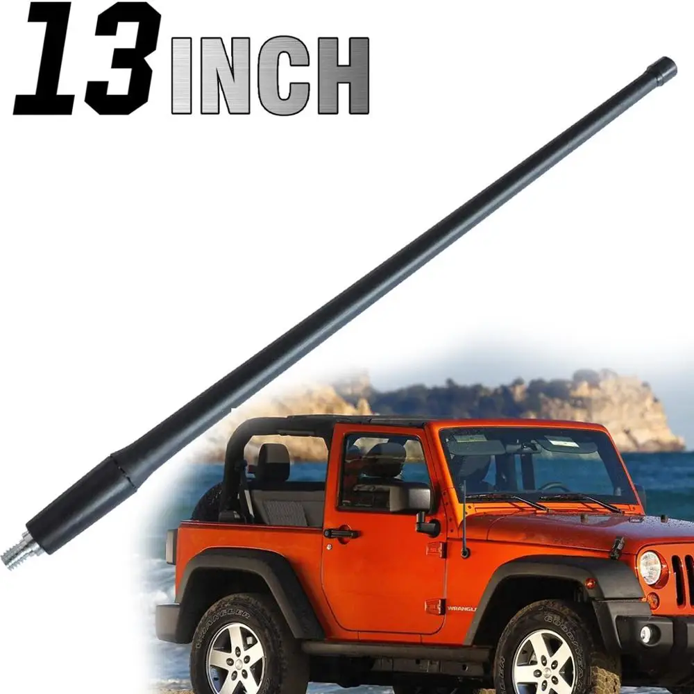 13" AM FM Radio Antenna for Jeep Wrangler JK JL 2007 2018 Rubber Aerials Mast Signal Amplifier