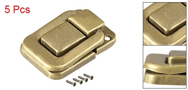 uxcell Toggle Latch Retro Style Silver Tone Decorative Hasp Jewelry Suitcase Box Catch w Screws 5pcs 48x35mm Brass - Цвет: 5pcs 48x35mm Brass