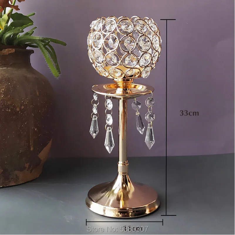Gold Crystal Candle Золотой хрустальный подсвечник, свадебное украшение, стол, центральный канделябр, для дня рождения, вечеринки, держатель для цветочной вазы, домашний декор - Цвет: Gold Crystal Candle