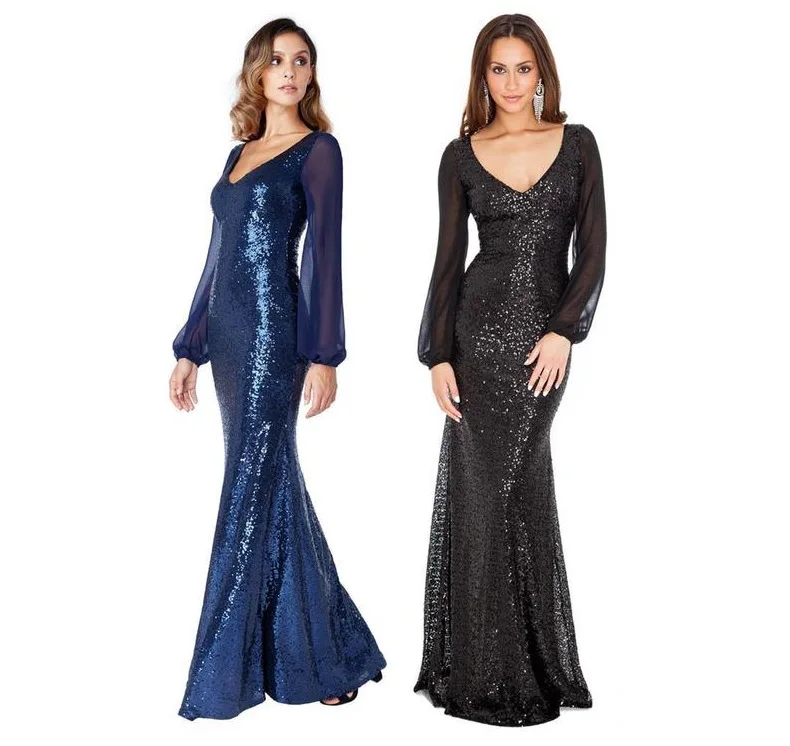 Sequin Mesh Сексуальное Женское платье размера плюс, осень, v-образный вырез, прозрачный шифон, рукав, макси платье, элегантное лоскутное платье для женщин