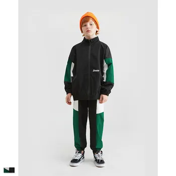 

Ouyang&Ivan Children's Thin Jacket Two-piece Autumn New Trendy Retro Color Matching 4-15 Years Old Boys Sets Girls Sportswear