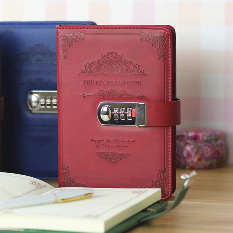 Vintage Noteook with Lock A5 Diary Bullet Journal DIY Agenda Planner Organizer Business Travel Note Book Weekly School Handbook
