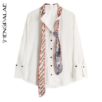 

SHENGPALAE 2020 New Fashion Spring Hit Color Shirt Female Tops Long Sleeve Casual Turn-down Collar Women's Loose Blouse ZA3139
