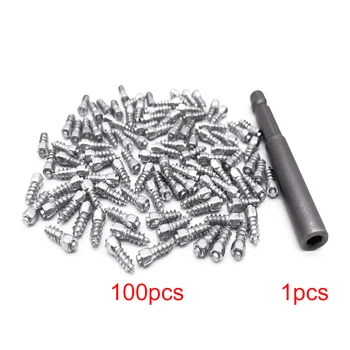 

100pcs Car-styling Screw Studs Car Tire Automobile Outdoor Non-slip Screws with Installation Tool Tungsten Steel Belt
