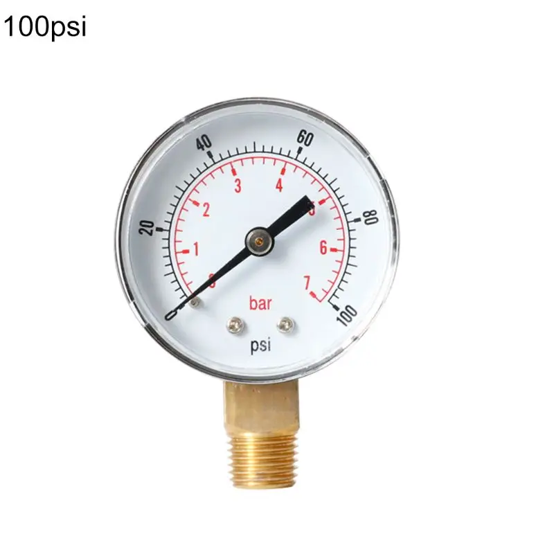 Манометр 52 мм Циферблат 1/" BSPT вертикальный 0/15, 30,60, 100160300 PSI& бар нижнее Крепление