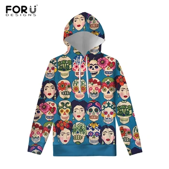 

FORUDESIGNS Women/Men Sweatshirt Hoodies Sugar Skull Prints Casual Hoodies 2020 Couples Gift Female Ladies Clothing