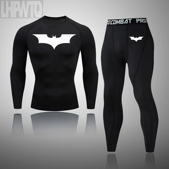 

Men's Thermal underwear Set MMA Tactics Fitness leggings base Batman Compression Sports underwear long johns Men Clothing Brand