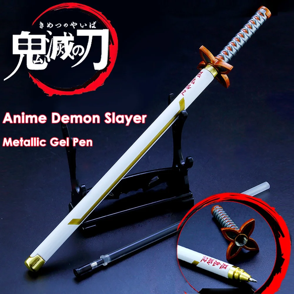 Anime Demon Slayer Sword Gel Pen 0.5mm Black Ink Refill Writing Pen School Stationery Supplies Kimetsu No Yaiba 17 styles japan anime demon slayer kimetsu no yaiba weapon sword model gel pen 0 5mm black refill cosplay prop kid student gift