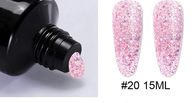 15ml Poly Acrylic Gel For Nail 22 Color Spangle Crystal Extension Gel UV/LED Light Quick Extension Nail Without Paper Holder&_&* 20