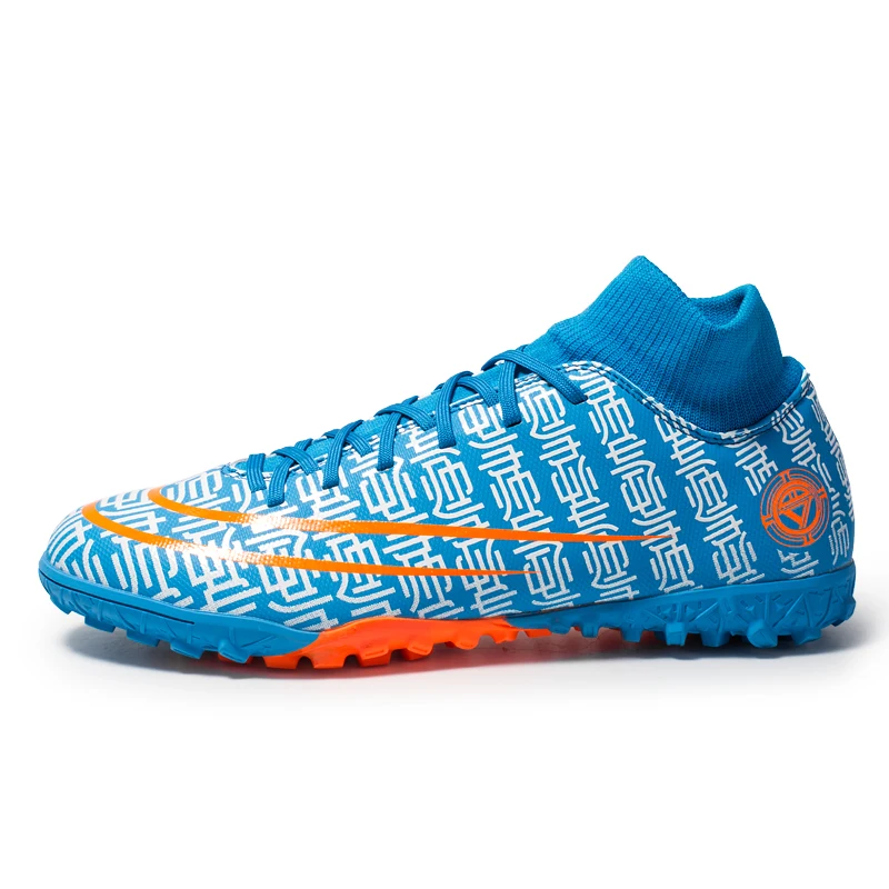 blue ZHENZU Turf Indoor Men Women Soccer Shoes Kids Boys Cleats Football Boots Sport Sneakers Size Eur size 35-44 - Color: blue