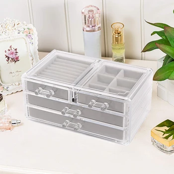 

1pcs Transparent Jewelry Box Jewelry Storage Box With Flannel Multilayer Jewelry Organizer Home Storage Boxes