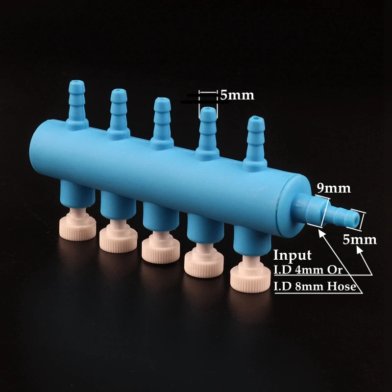 1pc 2~8Heads 4~8mm Aquarium Air Pump Hose Splitters Oxygen Pipe Hose Distributors Elastic Aeration Tube Air Flow Control Valve
