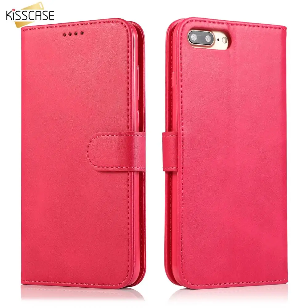 Кожаный флип чехол KISSCASE для телефона iPhone 7 XR X XS MAX Stand Wallet с отделением карт 6 6S 8