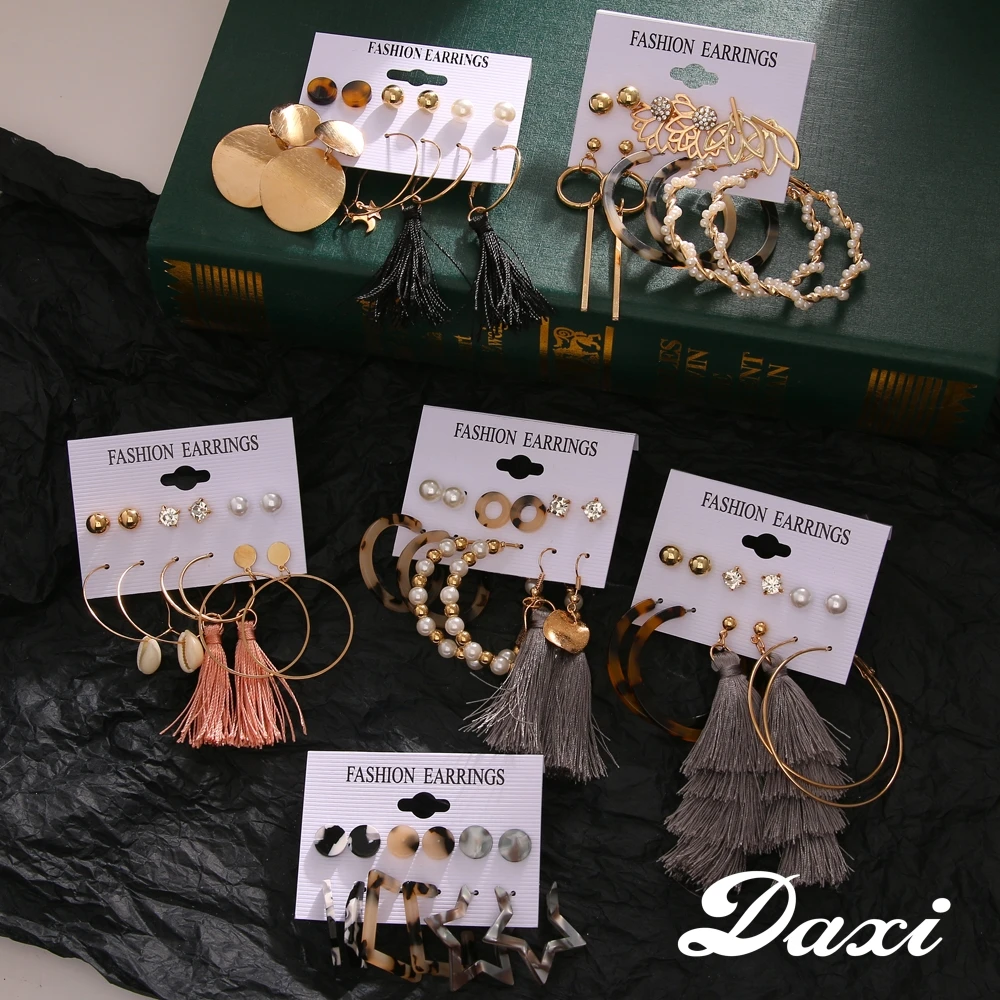 DAXI women’s earings fashion jewelry earring unusual Drop Earrings For Women Boho vintage earing pearl earrings set 2020